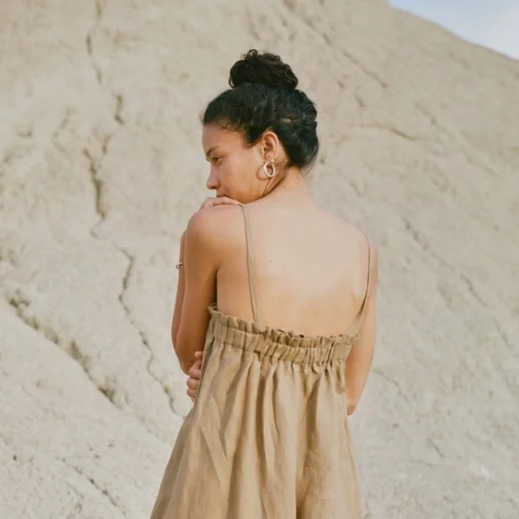 Ozma deia tan linen jumpsuit size small - Picture 7 of 15